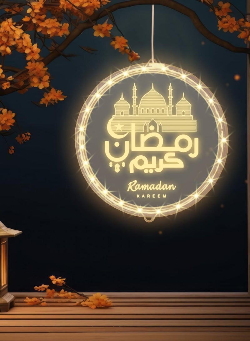 ميون أضواء LED ثلاثية الأبعاد لعيد الفطر ورمضان، أضواء رمضان كريم، ديكور إسلامي مبارك، أضواء دافئة للنوافذ، زينة عيد الفطر، كلمات وأضواء معلقة على شكل قلعة لتزيين غرف النوم والحفلات في الأماكن المغلقة والمفتوحة - Image 3